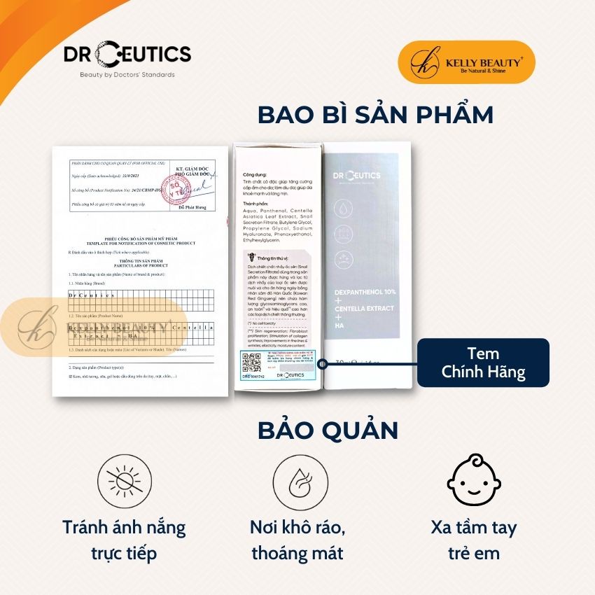 Serum Vitamin B5 DrCeutics 30ml - Cấp Ẩm và Phục Hồi Da - Dexpanthenol 10% + Centella Extract + HA | Kelly Beauty