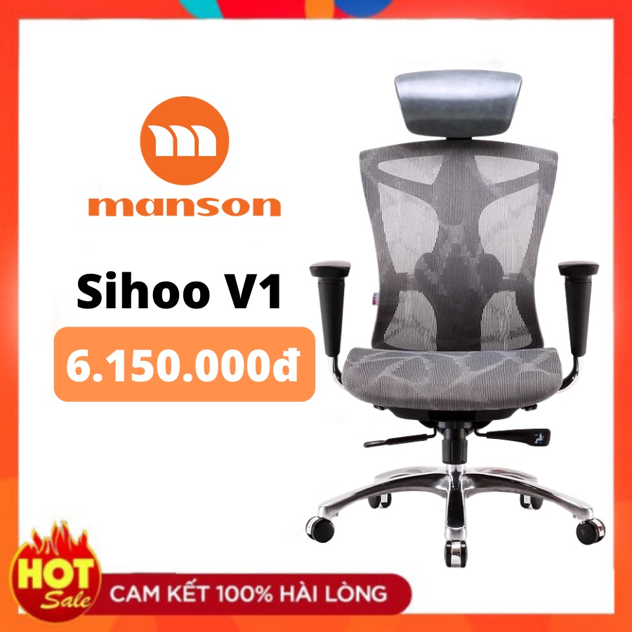 [Hoả Tốc 20’ Nhận Hàng] Ghế SIHOO V1, V1 Gác Chân - Ghế Xoay Làm Việc Thiết Kế Công Thái Học