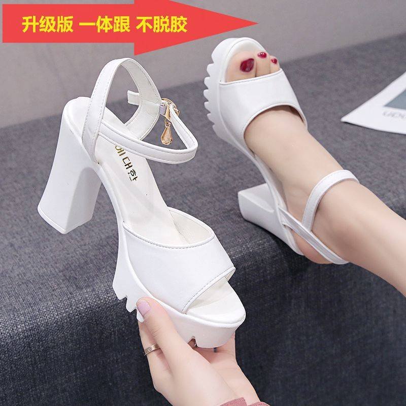 Giày cao gót đế thô bản quai trơn cao 7cm