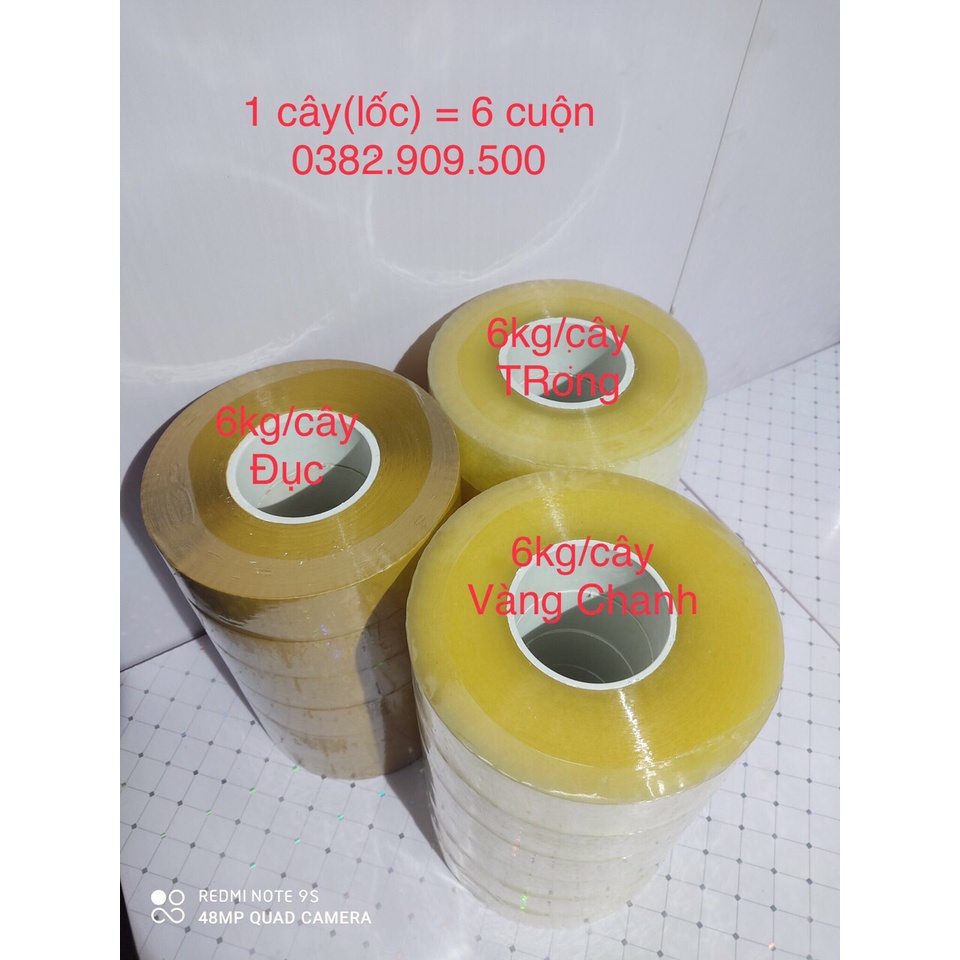 CÂY BĂNG DÍNH 2kg/cây (6 cuộn/cây) 60mic. LÕI SIÊU MỎNG, SIÊU TIẾT KIỆM-LÕI GIẤY NHẸ HƠN LÕI NHỰA DO ĐÓ NHIỀU BĂNG DÍNH