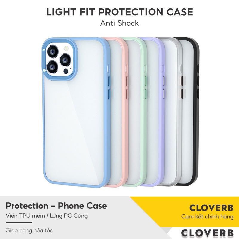 Ốp Lưng iPhone 13 CLOVERB Light Fit Case Viền Màu, TPU Mềm, Mặt Lưng PC Cứng, Trong Suốt, Chống Trầy Xước, Chống Mài Mòn