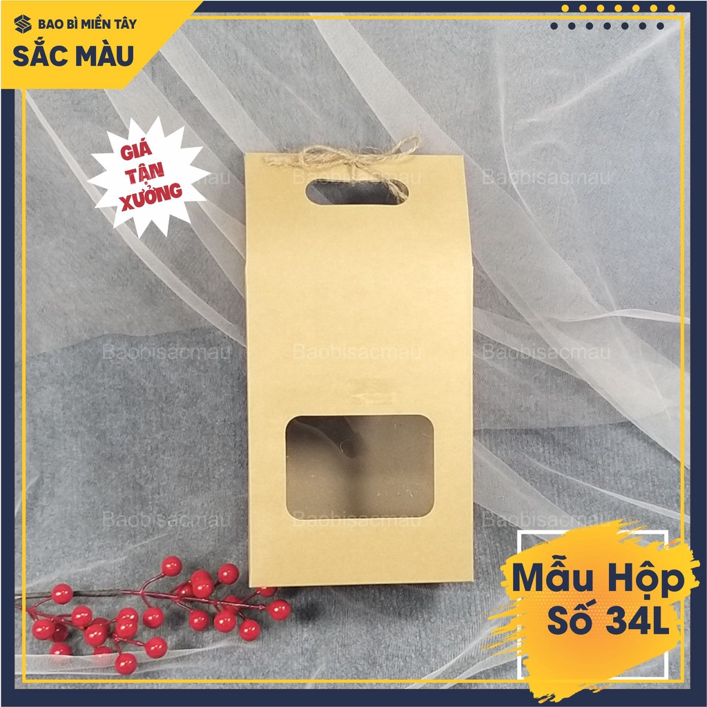 5 Hộp giấy kraft mặt kiếng nắp gấp đựng thực phẩm, bánh kẹo, quà tặng, các loại ngũ cốc, quà tặng... mẫu số 34