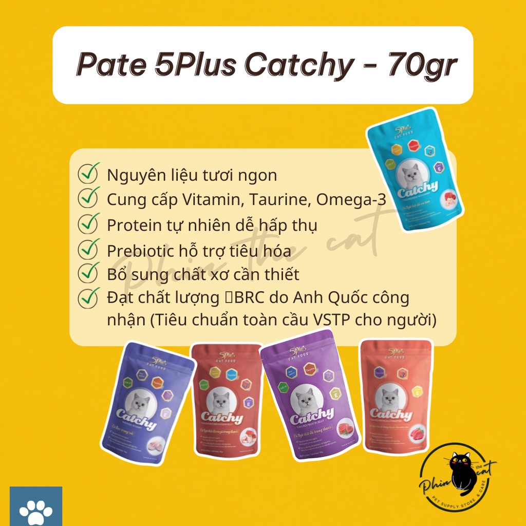 Pate 5PLUS CATCHY dành cho mèo (nhiều vị) - Gói 70gr | phinthecat