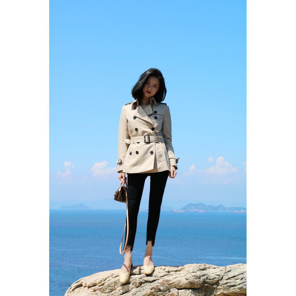 ÁO KAKI DÁNG NGẮN CÓ EO- ÁO TRENCH COAT KAKI DÁNG NGẮN