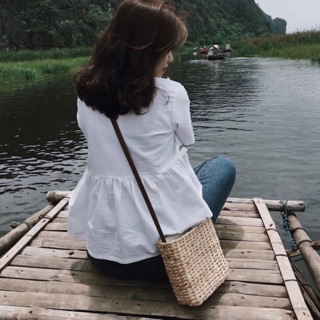 Túi cói vuông thủ công - túi cói vintage - túi cói handmade giá rẻ
