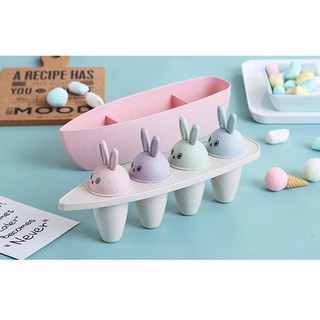 Bộ 4 Khuôn+Khay Kem hình Thỏ chất liệu lúa mạch