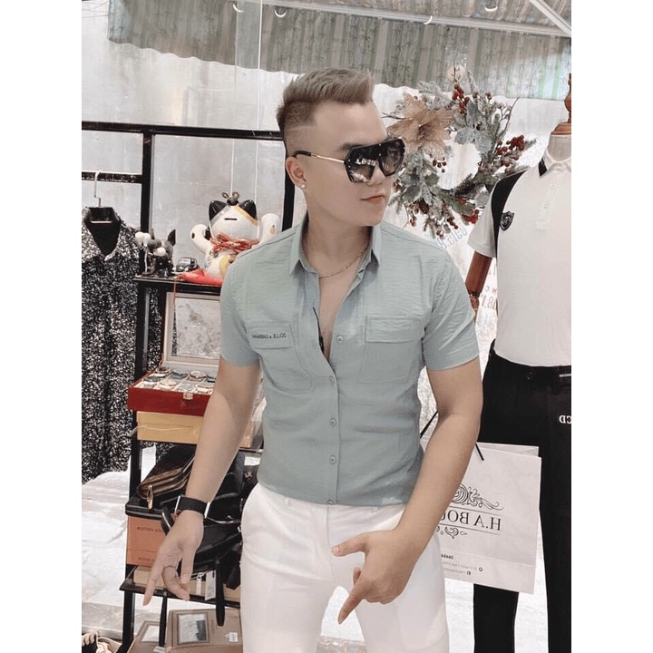 Áo sơ mi nam chất đũi sơ mi nam Tay Ngắn vải dày dặn chống nhăn loại đẹp KV..