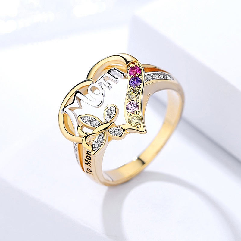 Nhẫn Mạ Vàng 14K Hình Bướm Đính Đá Thời Trang Cho Nữ