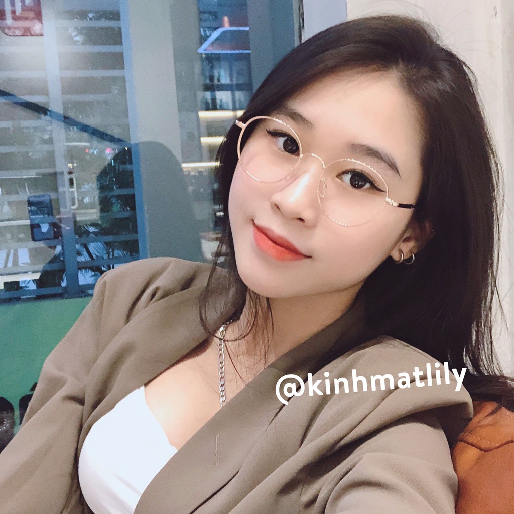 Gọng kính cận nữ kim loại Lilyeyewear mắt tròn màu sắc thời trang phù hợp khuôn mặt nhỏ 72555 | BigBuy360 - bigbuy360.vn