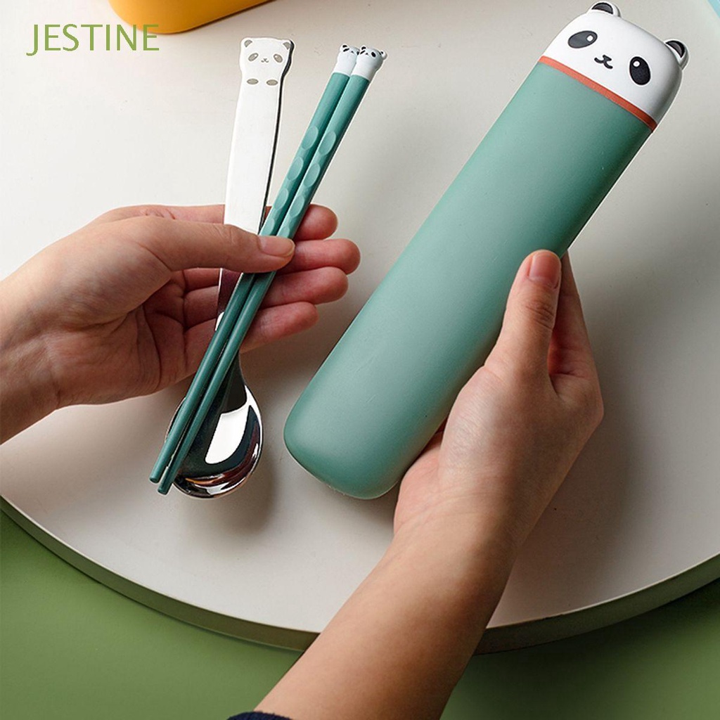 Bộ muỗng đũa nĩa bằng silicon hình gấu trúc dễ thương