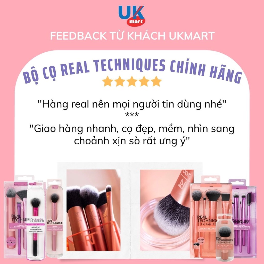 Bộ Cọ Trang Điểm Real Techniques chính hãng tán nền, tạo khối, đánh má hồng, vẽ mắt makeup