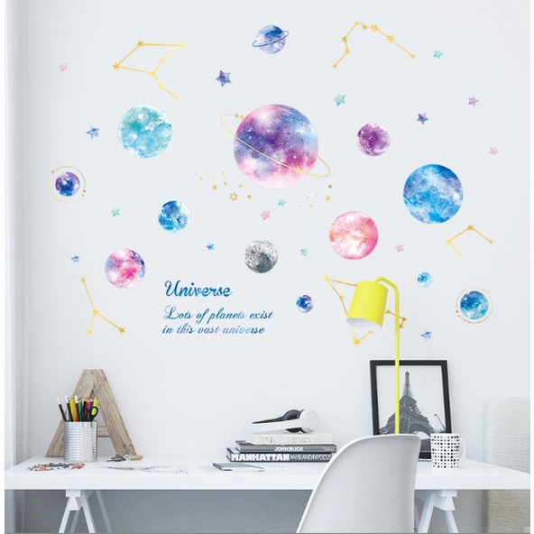 Decal trang trí tường - Hành tinh màu sắc độc lạ