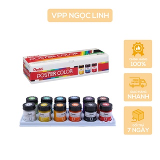Màu nước Poster Color Pentel 12 màu WPU2-12 chính hãng văn phòng phẩm Ngọc Linh