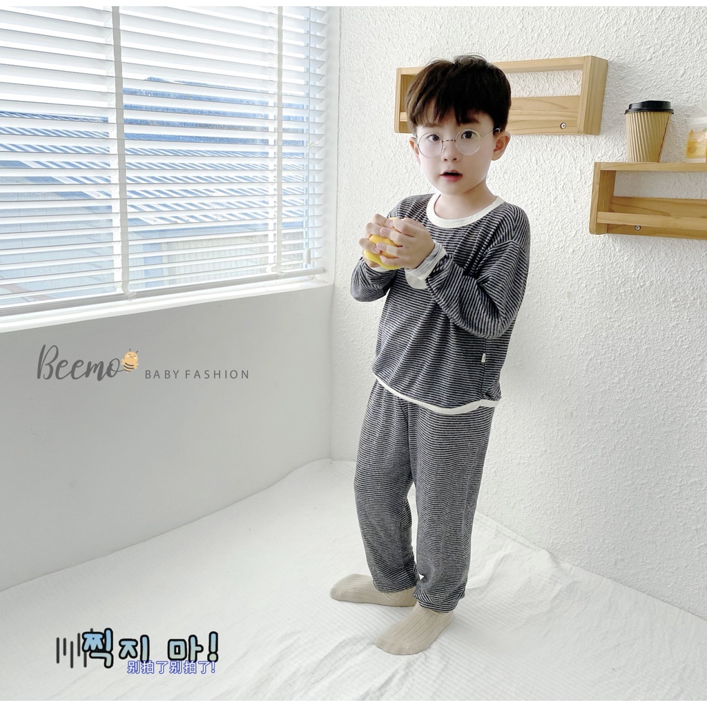 Bộ set quần áo dài tay Beemo vải cotton thêu bánh quy cho bé trai,bé gái từ 1 đến 7 tuổi 22216B