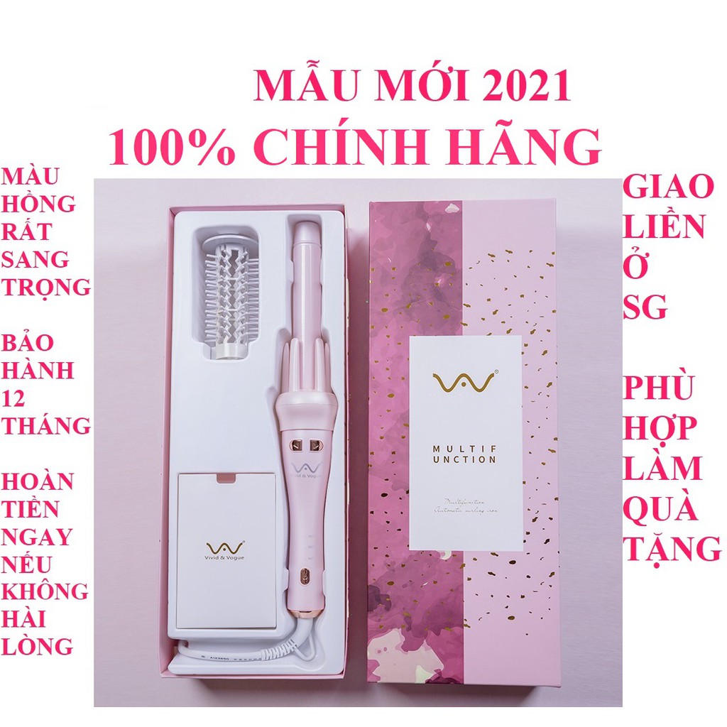 Máy uốn tóc tự động vivido &amp; vogua làm xoăn tặng bộ phụ kiện chính hãng