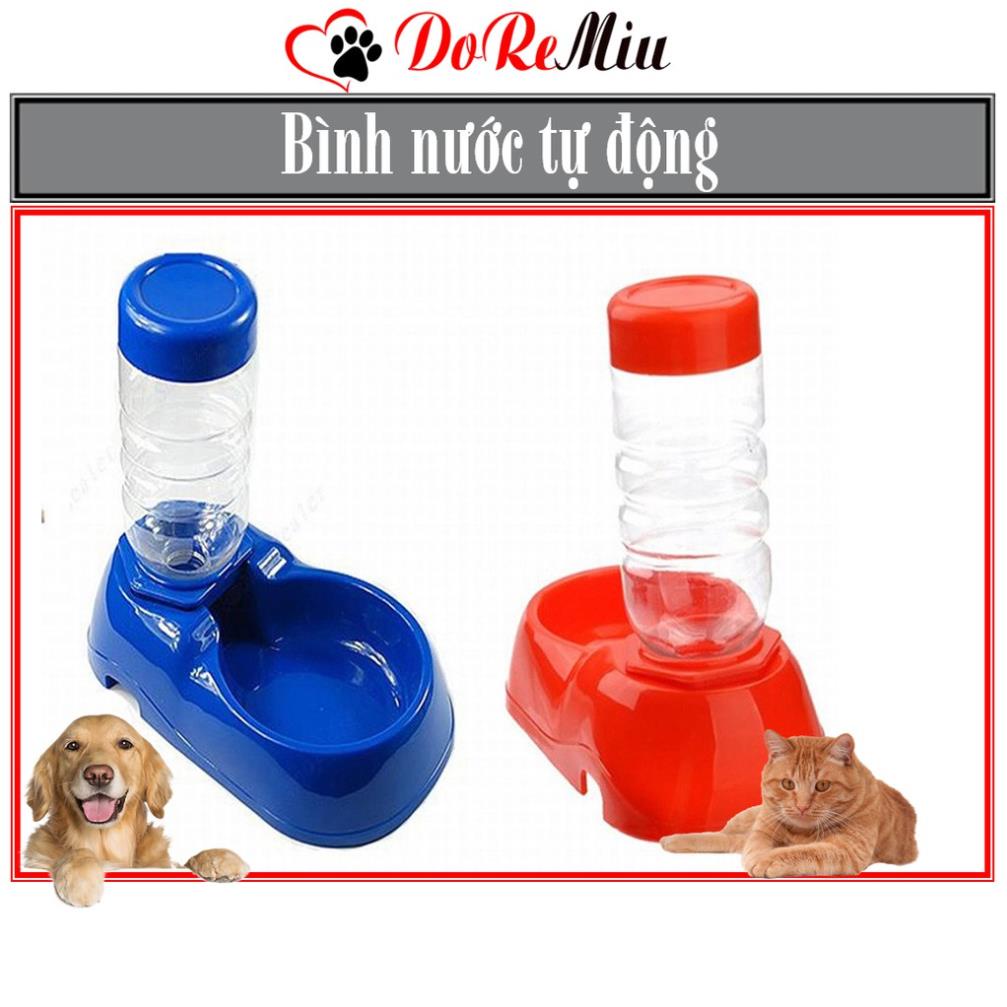 STHA- Bình nước tự động cho chó mèo dạng khay uống đơn đặt nền kèm bình phù hợp chó mèo dưới 5kg