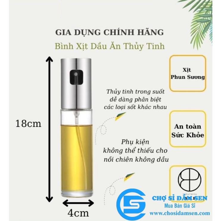 Bình Xịt Dầu Ăn Thủy Tinh, Chai Xịt Dầu Ăn Phun Sương Dùng Cho Nồi Chiên, Salad, Nướng – BAP  G244-BinhXitDau