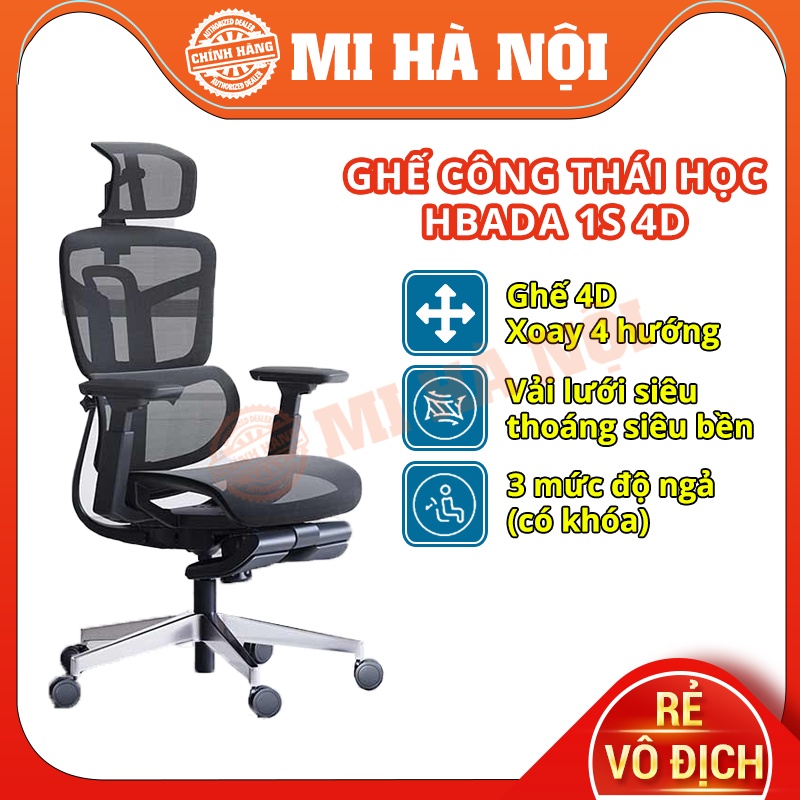 Ghế Xoay Công Thái Học Xiaomi Youpin HBADA 4D 5D Lưng Kép Chuẩn Ergonomic 1S / HDNY163 - GHẾ VĂN PHÒNG CÔNG THÁI HỌC