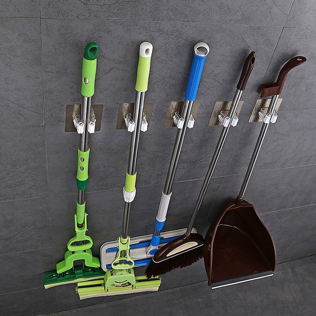 Giá treo chổi &amp; cây lau nhà gắn tường tiện lợi