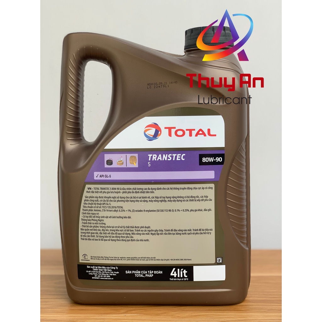 Dầu Nhớt Hộp Số TOTAL TRANSTEC 5 Sae 80W-90 4L - Giúp Hộp Số Hoạt Động Êm Ái, Bền Bỉ