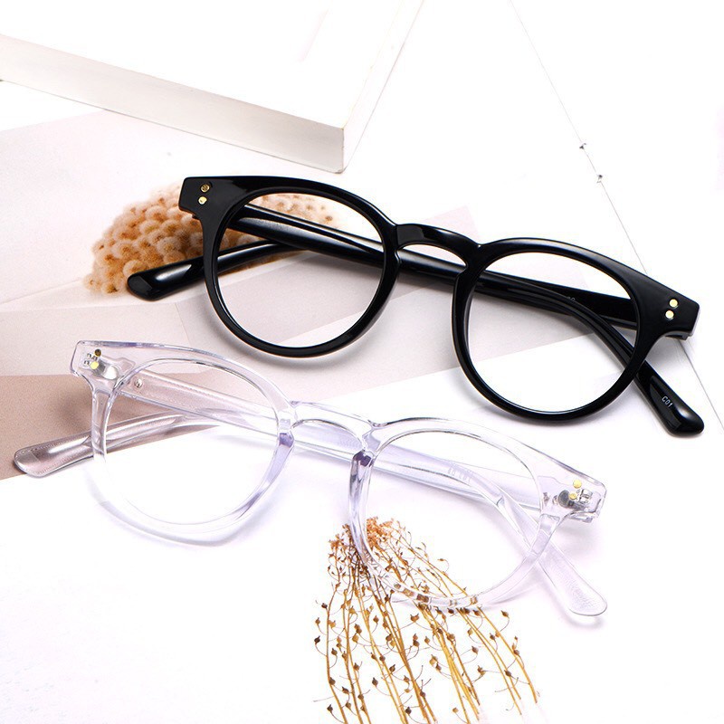 Mắt Kính Unisex Nam Nữ Form Tròn đính 2 chấm Thời Trang Hot Trend - Hata24h