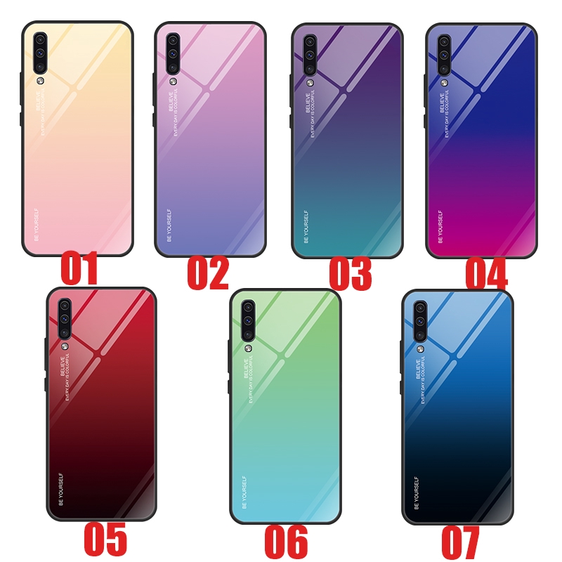 Ốp điện thoại kính cường lực màu gradient cho Huawei Y6/P Smart+/Y7 pro/Y6 prime/Y5/Y7 prime/Y7 2019