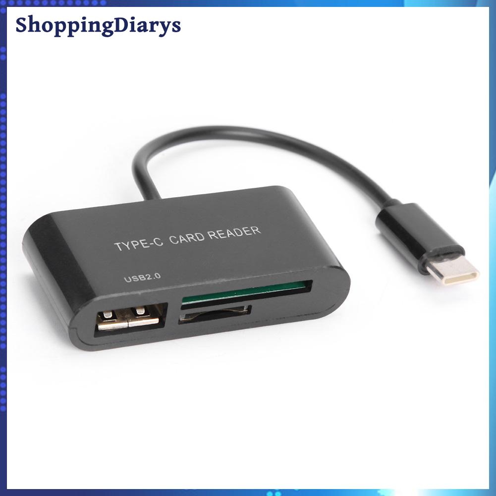 Đầu đọc thẻ nhớ OTG 3 trong 1 cổng Type C sang USB 2.0 TF cho Macbook