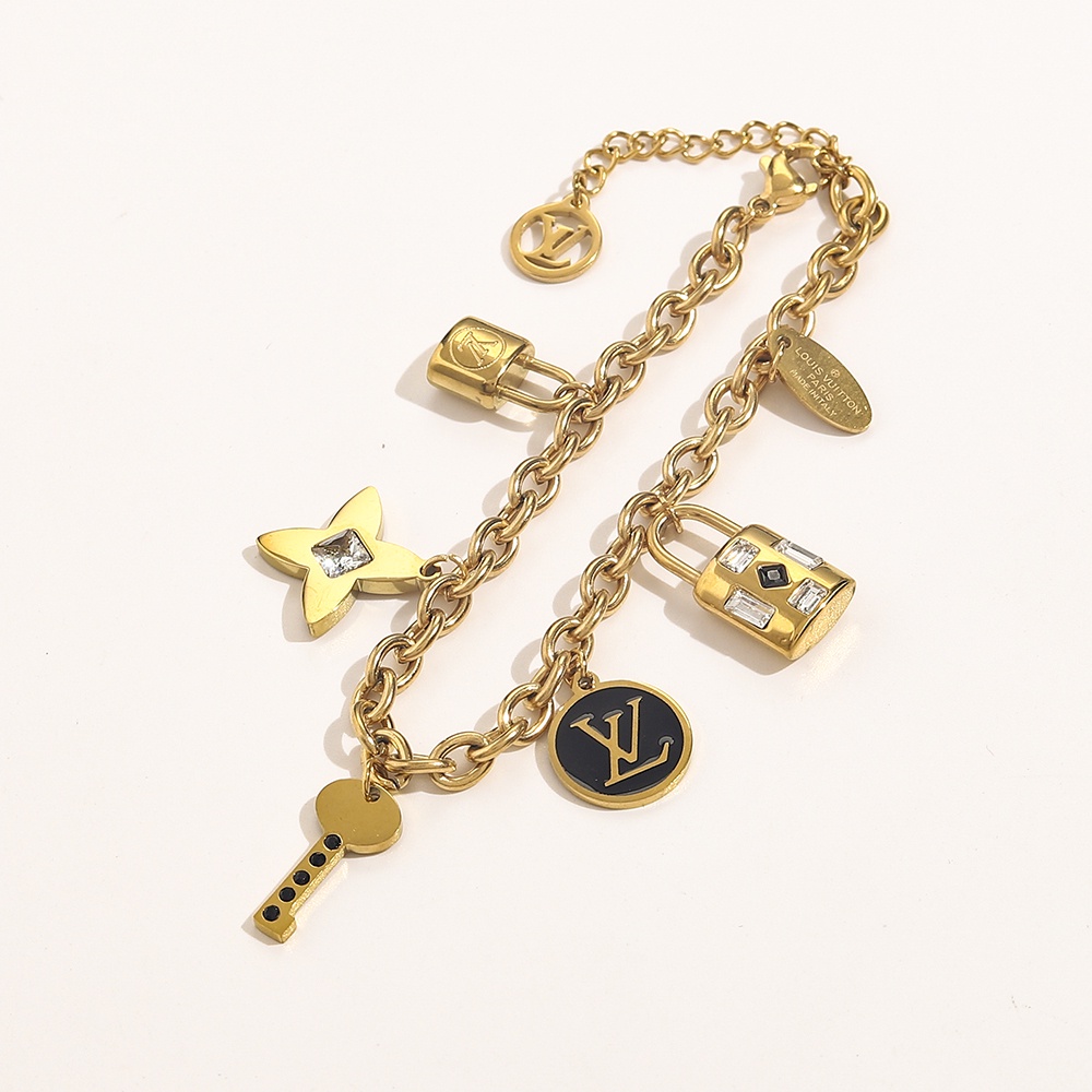 Vòng Tay Louis Vuitton Bằng Thép Titan Họa Tiết LV Monogram