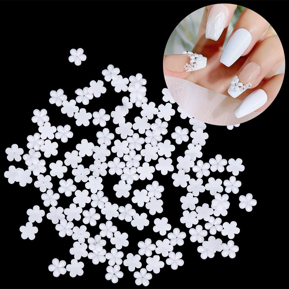 Set 100 / 500 Phụ Kiện Trang Trí Móng Tay Nghệ Thuật Màu Trắng Dễ Thương
