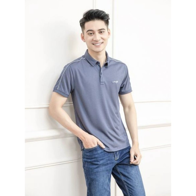 Áo thun polo nam Aristino APS059S1 phông ngắn tay có cổ bẻ dáng suông vừa màu xanh tím than vải polyester thể thao