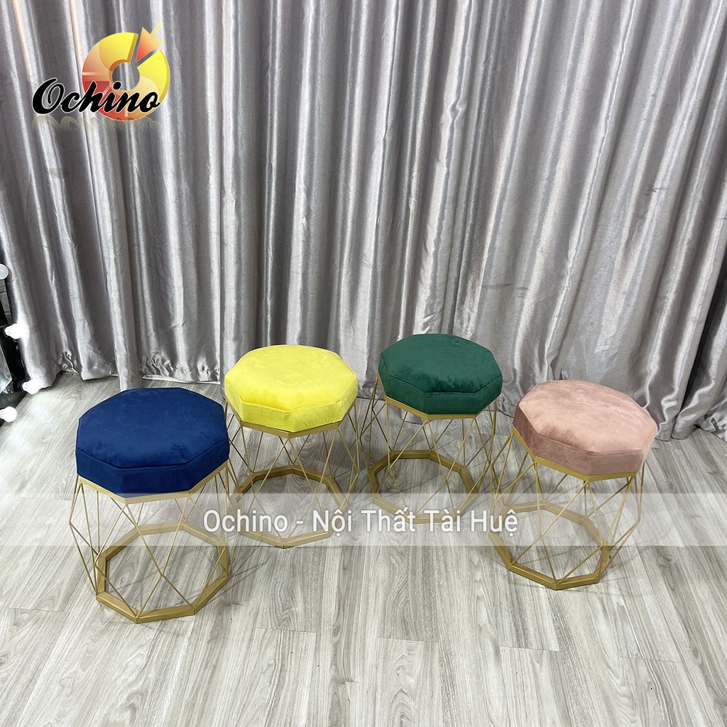 Đôn Tròn Trang Điểm Chân Vàng Mẫu Kim Cương Sang Chảnh ( Đủ Màu Chọn)