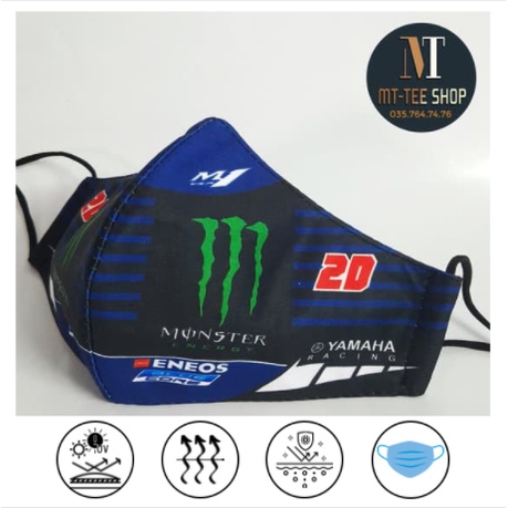 KHẨU TRANG XE ĐUA YAMAHA M1 MOTO GP FORM NAM NỮ - 4 LỚP BẢO VỆ " KHÁNG GIỌT BẮN - SIÊU KHÁNG KHUẨN " Made in Thailand