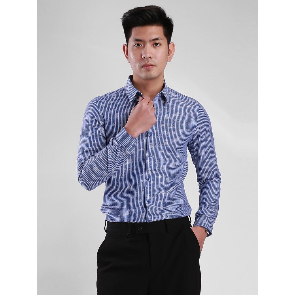 Áo sơ mi dài tay ARISTINO  sợi sồi, họa tiết trẻ trung  from slim tà lượn ALS35707
