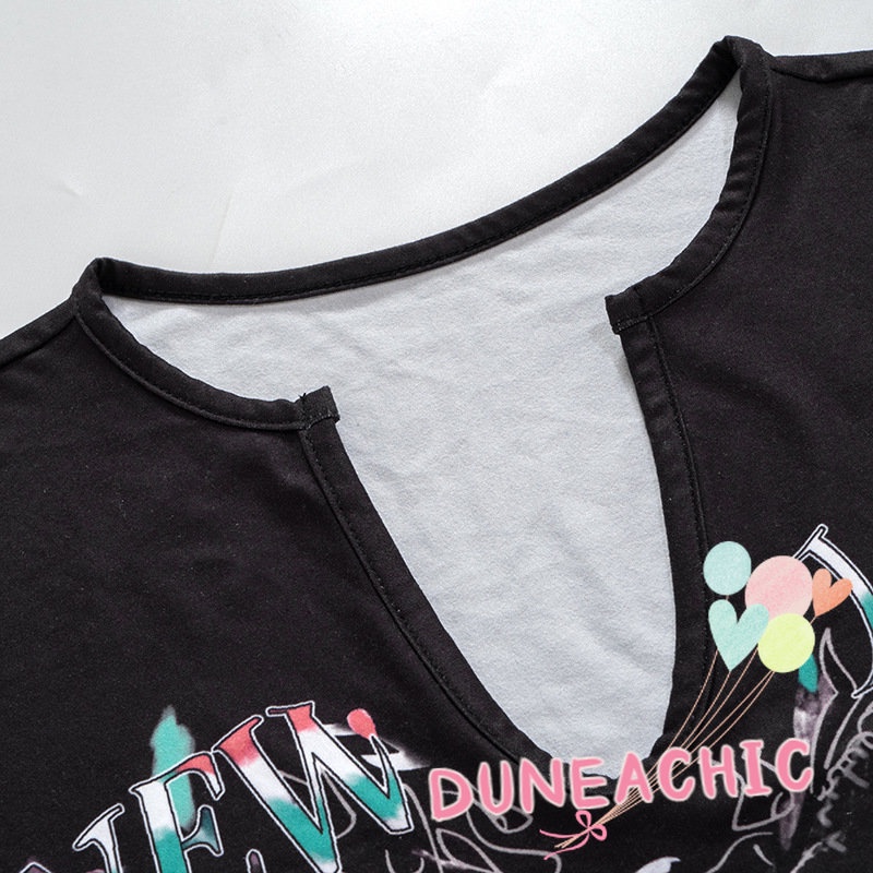 Áo Nhung Tay Lỡ Cổ Chữ V In Họa Tiết Hoa Phong Cách Đường Phố Cho Nữ