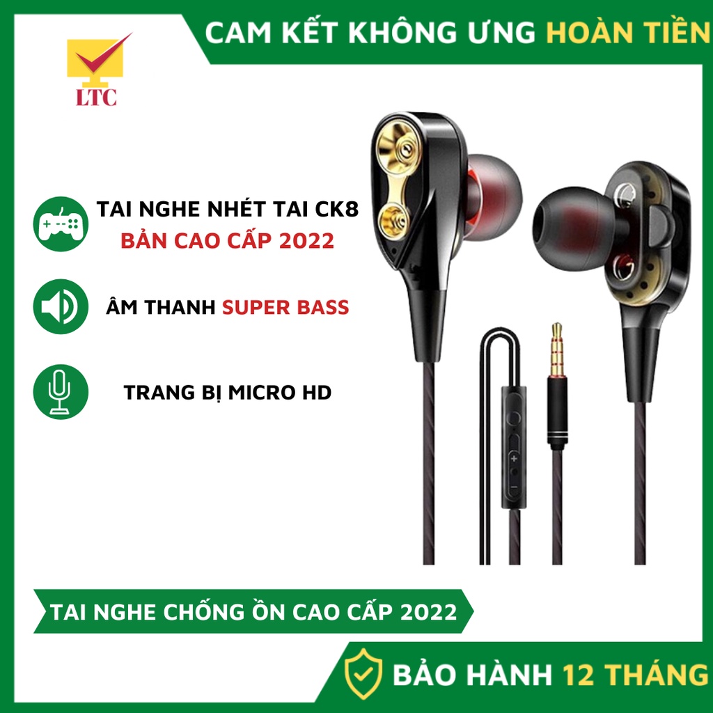 Tai nghe có dây QKZ BASS KHỦNG có mic đàm thoại, full hộp, tai phone nhét tai cho điện thoại máy tính