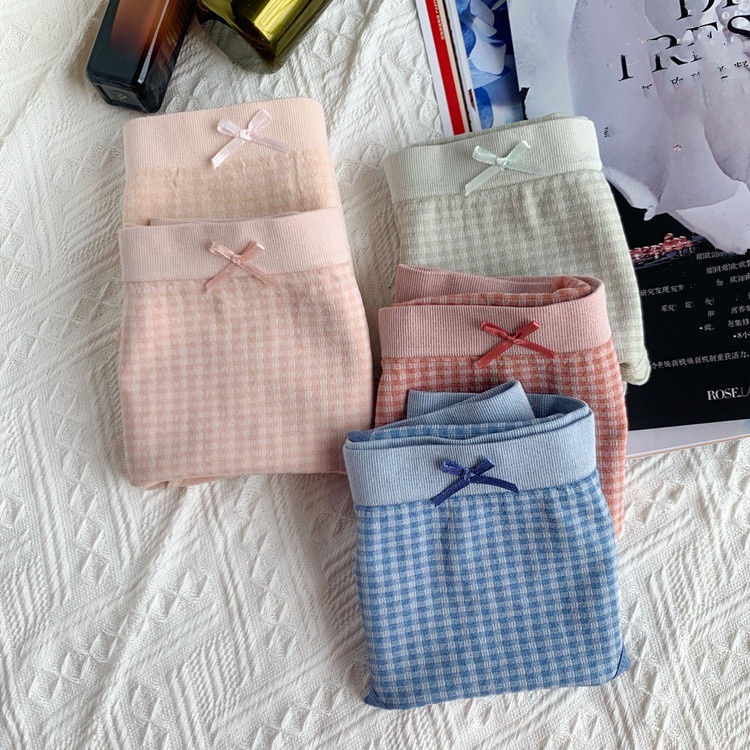 Quần lót nữ cotton dệt kim cao cấp quần chip hoạ tiết karo mềm mại thoáng mát YUKAGO PVN17379 | BigBuy360 - bigbuy360.vn