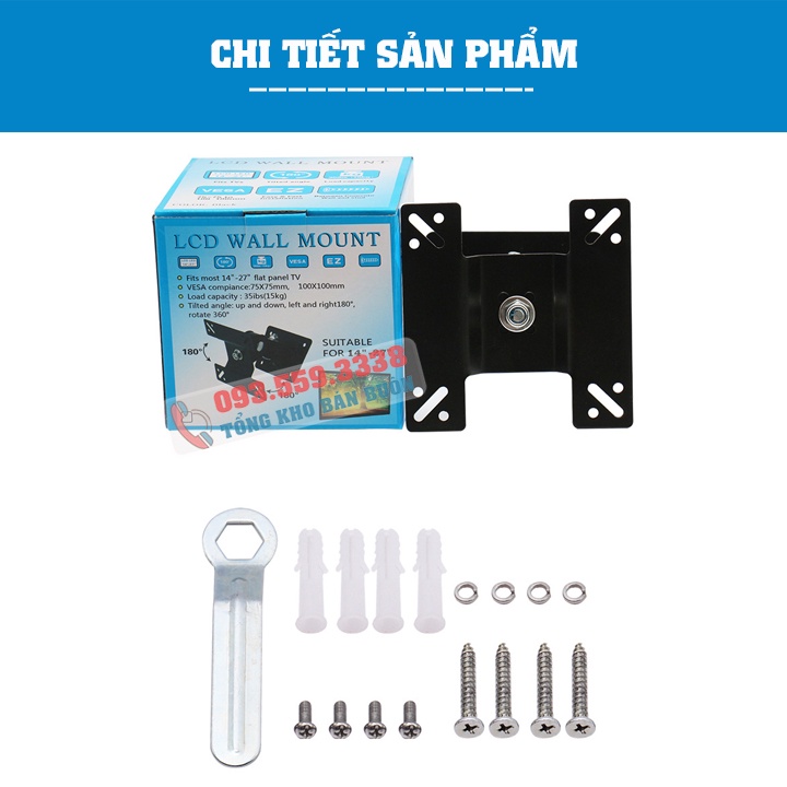 Giá Treo Màn Hình 17 - 27 Inch (Up to 32 Inch) Model F03 / Giá Treo Tivi Lắp Đặt Treo Tường - Xoay Màn 360 Độ