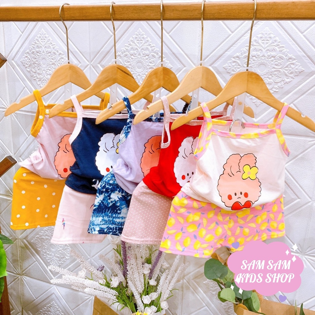 Bộ quần áo 2 dây cho bé, Bộ hai dây in hình đáng yêu cho bé 8kg - 18 kg