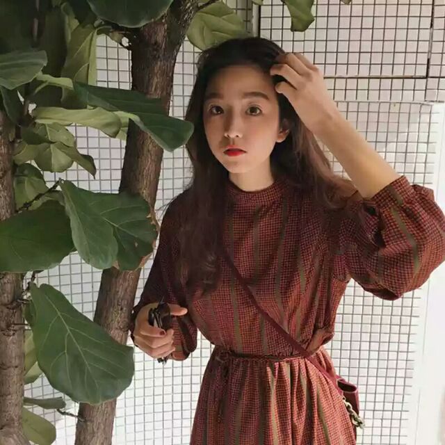 [ Order]  váy kẻ sọc xanh