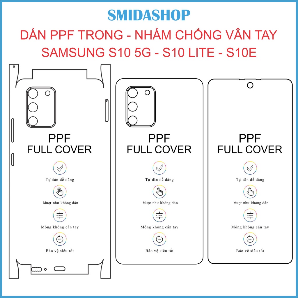 Dán PPF full viền Samsung S10 5G,S10lite,S10e tặng cường lực camera