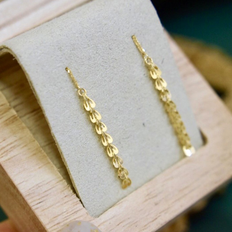 Bông tai Titan không gỉ 18K vàng Tua dài khuyên tai nữ dáng dài Trang sức titan cao cấp Thời trang Hàn Quốc