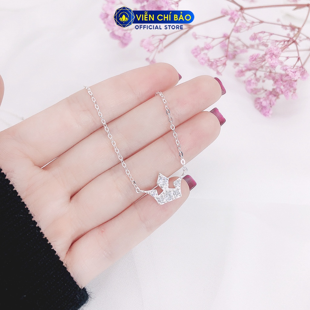 Dây chuyền bạc nữ Vương miện đính đá chất liệu bạc 925 thời trang phụ kiện trang sức nữ Viễn Chí Bảo D400608