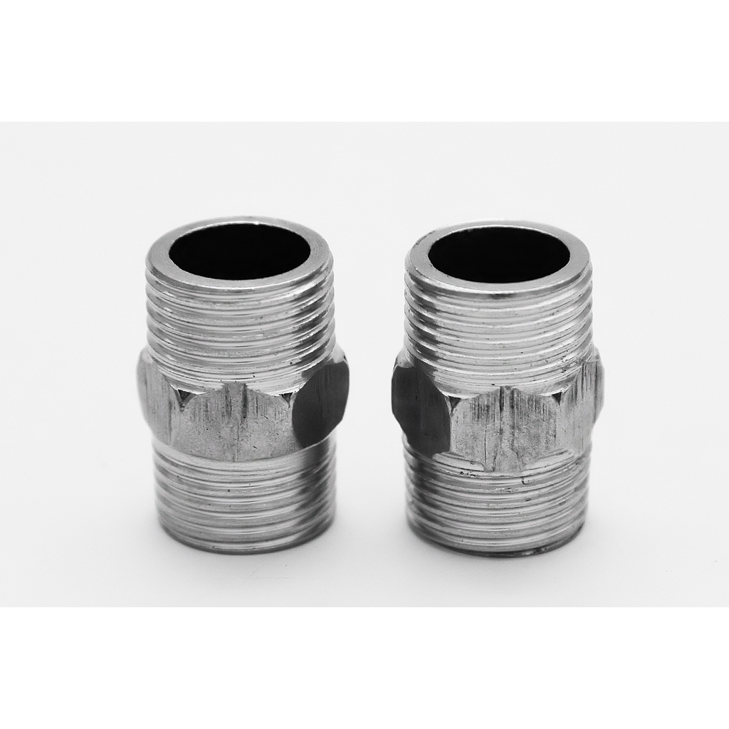 Kép 2 đầu ren Inox, Nối 2 Đầu Ren Ngoài Inox 21