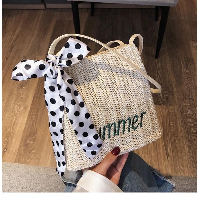 Túi Cói ,Túi cói đi biển SUMMER phong cách vintage XIAOMIMI