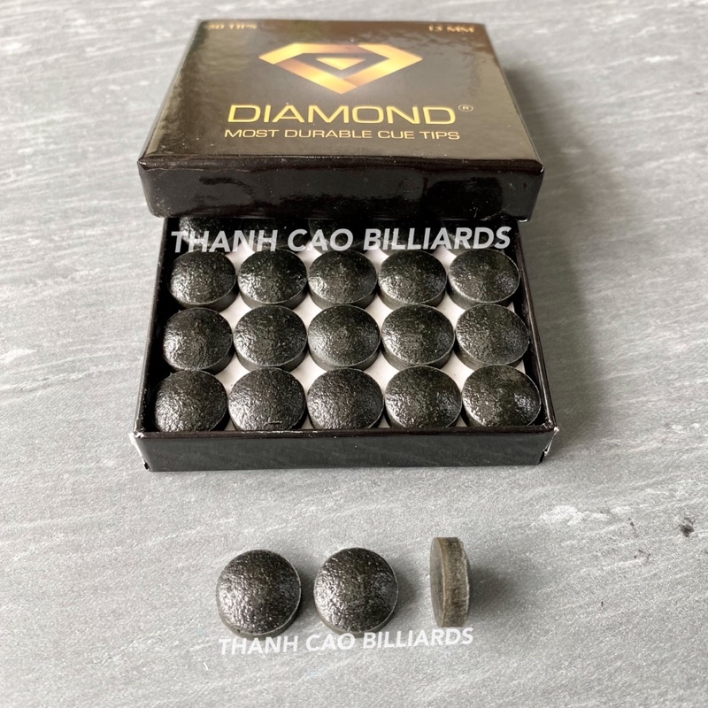 Hộp 50 Viên Đầu Da Trâu Siêu Bền 13mm | Đầu Cơ Bida Diamond Chơi CLB