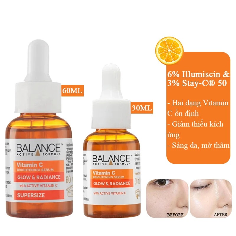 Tinh Chất giảm Thâm, Trắng Da Balance Active Formula Vitamin C Brightening Serum 30ml/60ml