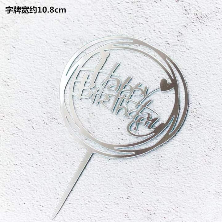 10 mi ka happy birthday tròn màu bạc