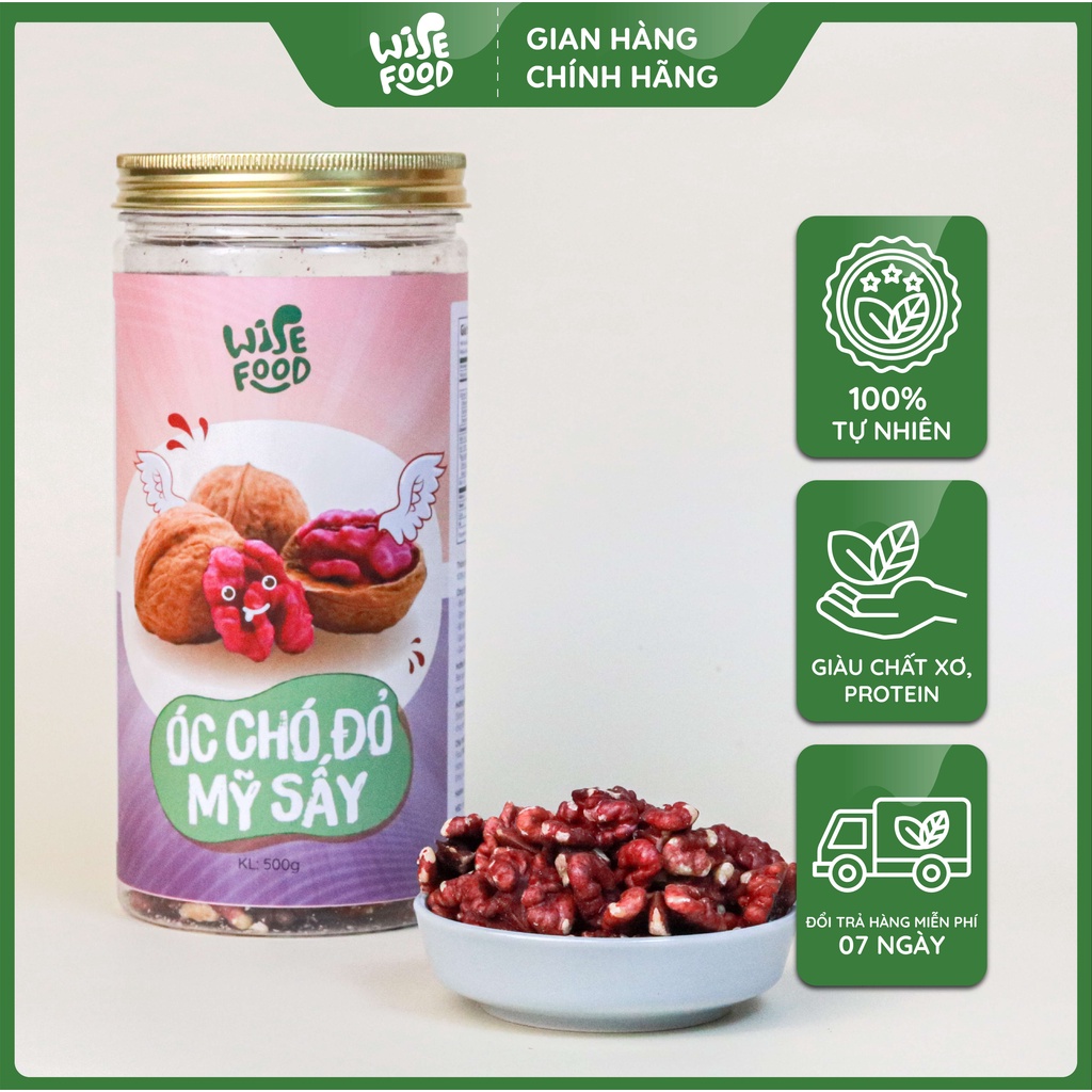 Nhân Óc Chó Đỏ Mỹ sấy 500g WISE FOOD, Siêu Hạt Bổ Sung Dinh Dưỡng Tốt Cho Bà Bầu Và Trẻ Nhỏ
