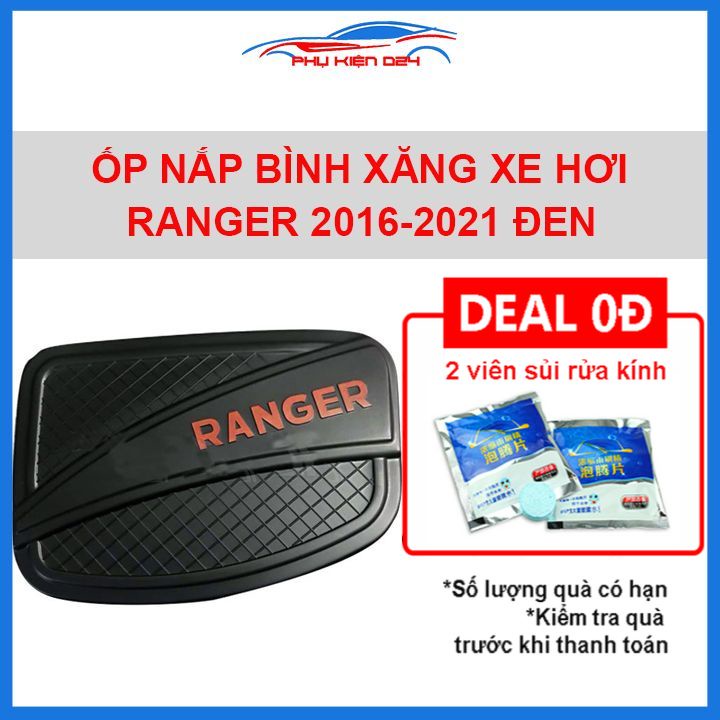 Ốp nắp bình xăng Ranger 2016-2017-2018-2019-2020-2021 nhựa đen chống trầy trang trí ô tô