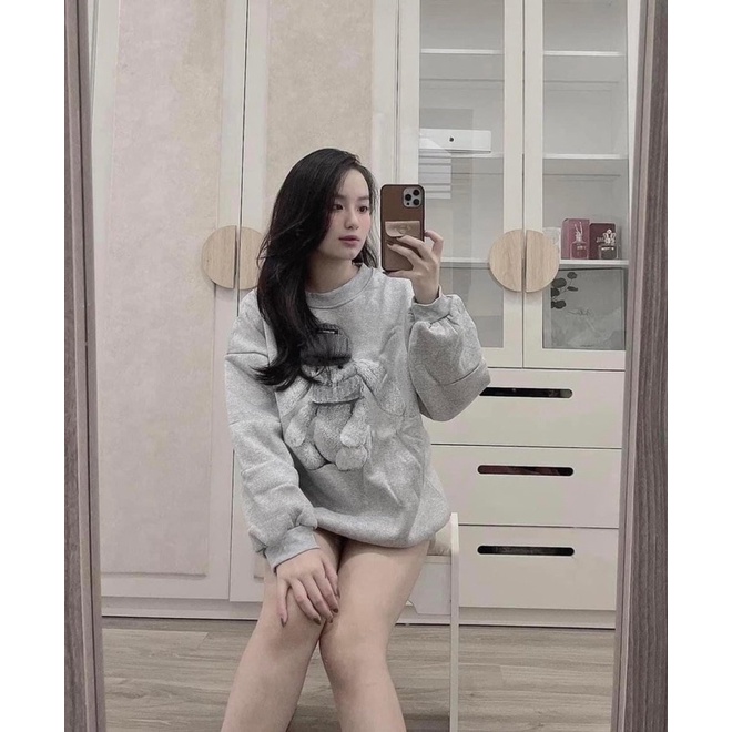 ÁO NỈ BÔNG THỎ MŨ LEN
